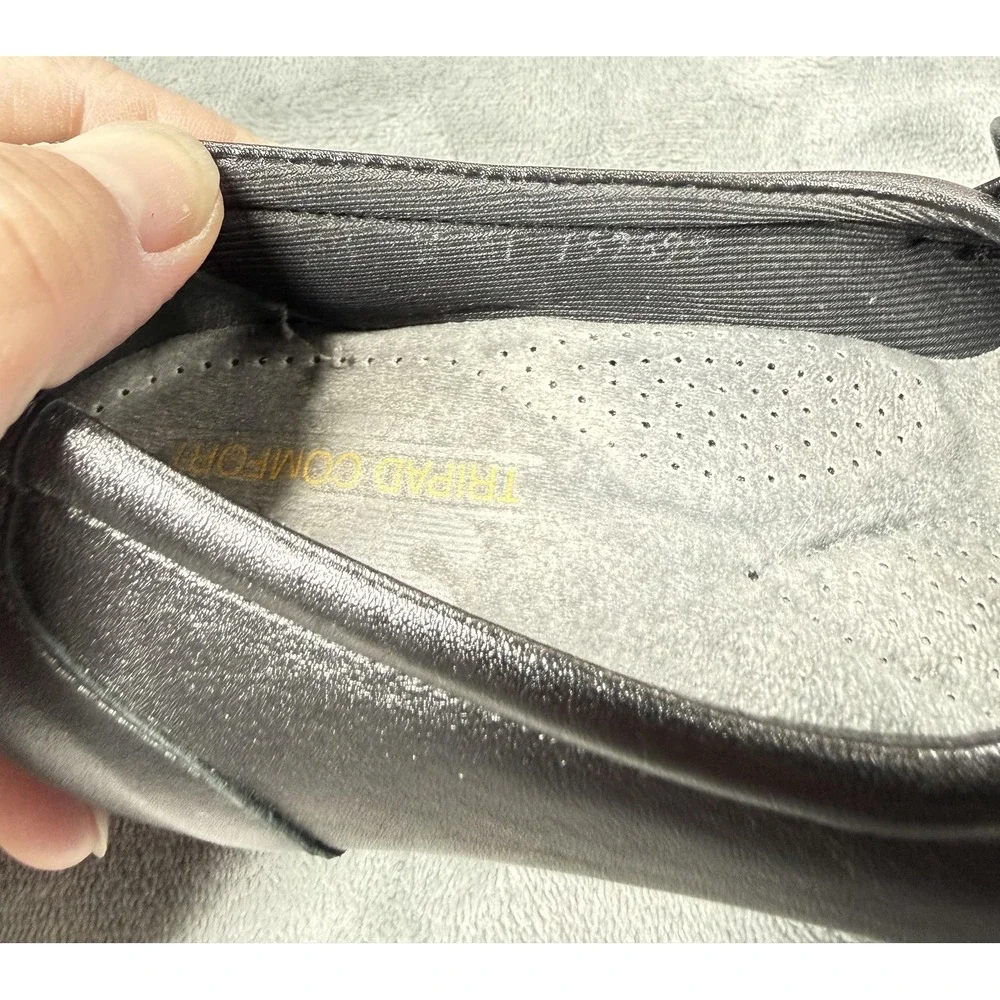 SAS Shoes Womens Size 5.5‎ Black Leather Tripad Comfort Wedge Loafers Slip On